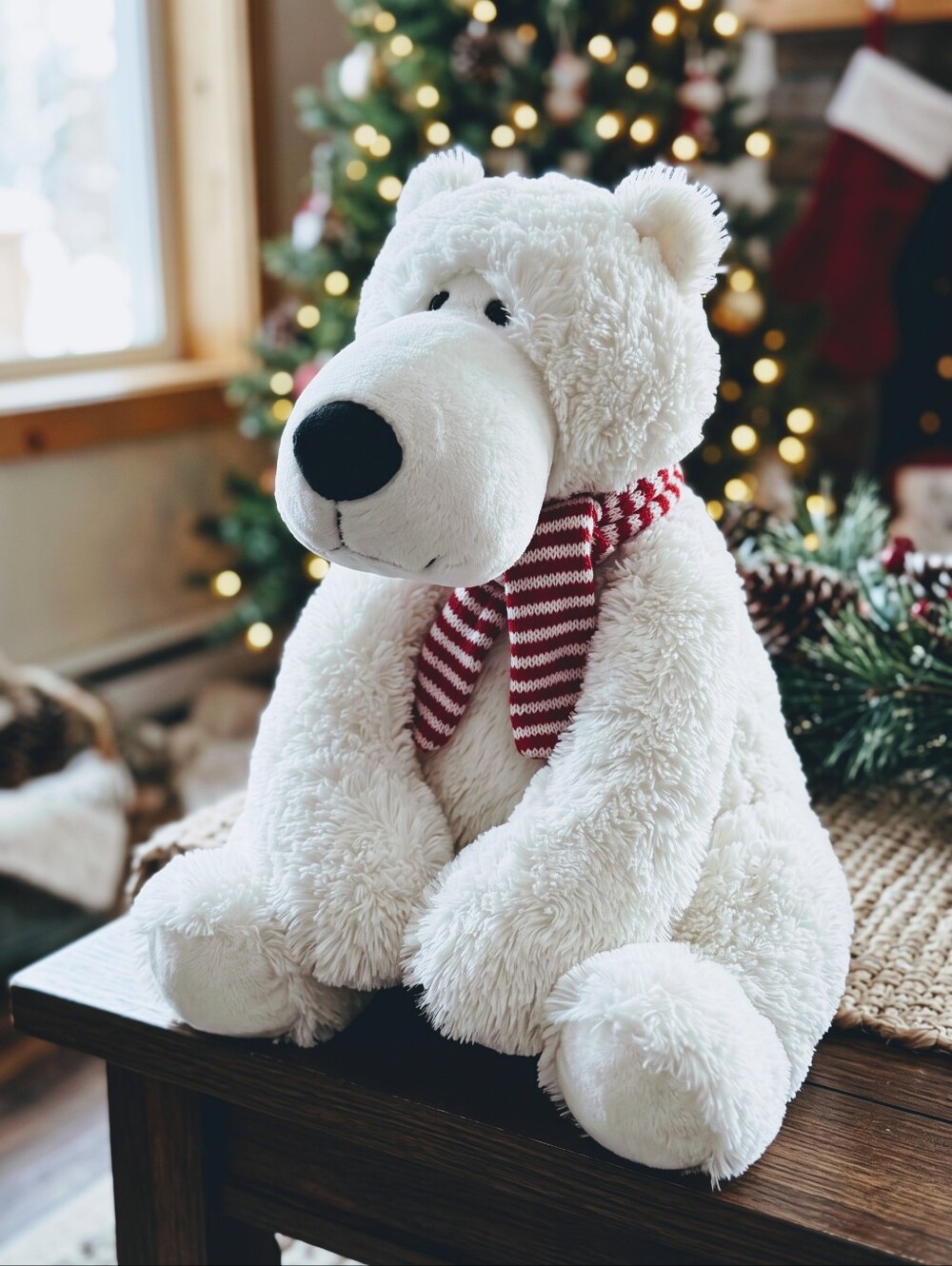 Ganz Jett HX11413 Cozy Winter Plush Polar Bear Scarf Scandi Holiday Christmas